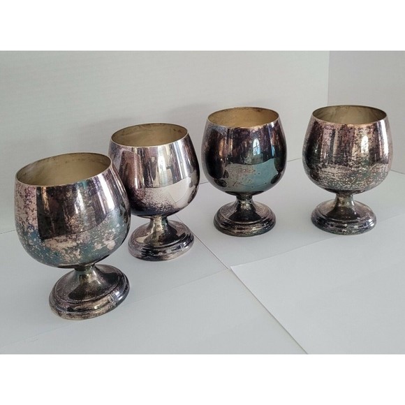 4 Vintage Sheridan Taunton Mass Silversmiths Silverplated Wine Water Goblets - Picture 2 of 9